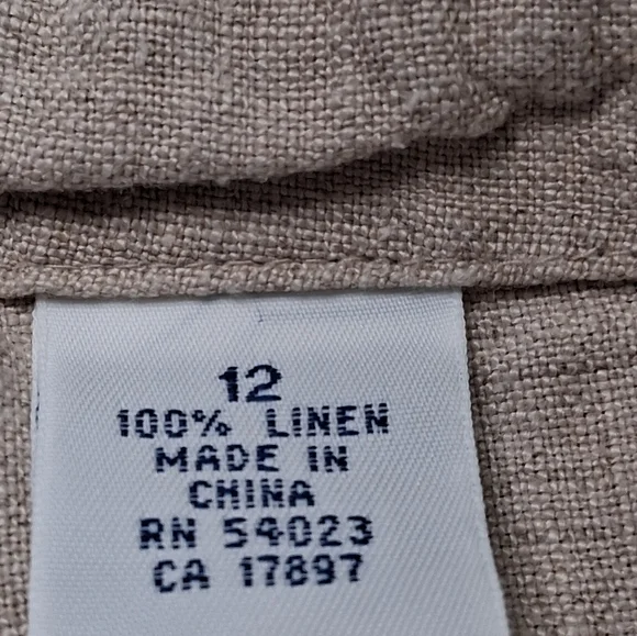 Tan 100% Linen Wide Leg Pants    Size 12 - Picture 7 of 7